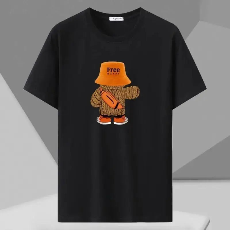 T-shirt à lettres pour homme | Col rond et manches mi-longues
