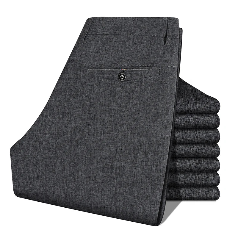 2026 Men's Trousers Dress Straight Pants Spring Summer Male Work Suit Pants Husband Father Black Grey Formal Pants