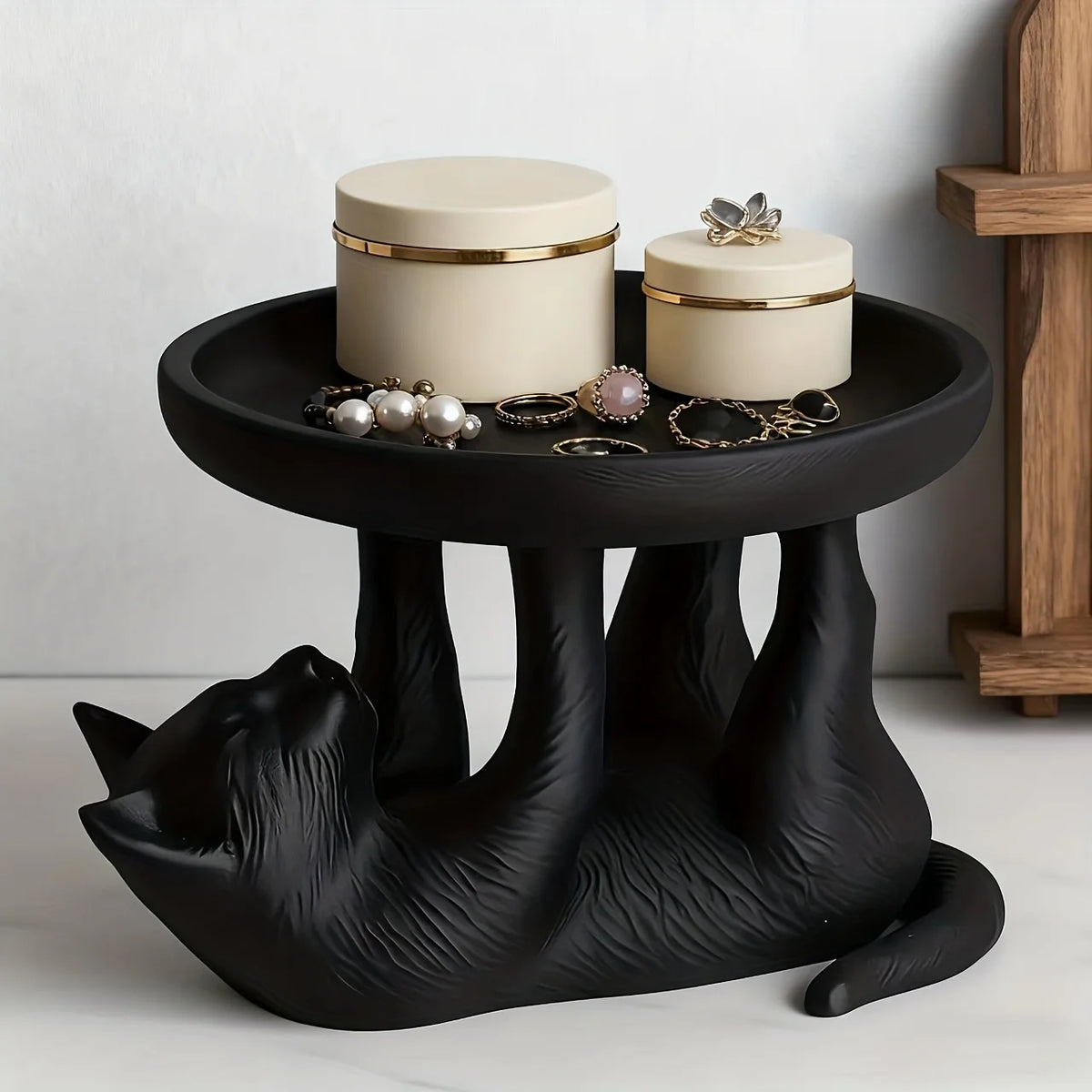 Simple Style Fun Cat Jewelry Tray, Desktop Jewelry Storage Tray, Decorative Items for Home Bathroom, Bedside, Makeup Storage