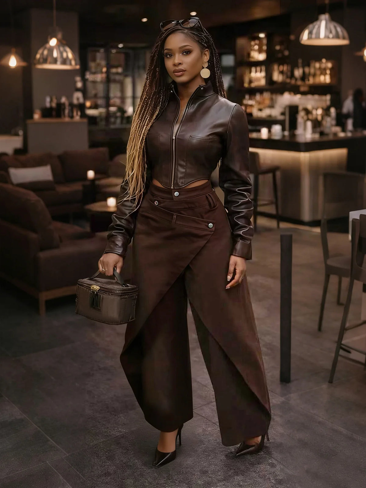 Vintage Washed Denim Wide Leg Pants Women Asymmetrical Wrap Overlap High Waist Y2K Streetwear Casual Fashion Baggy Jeans