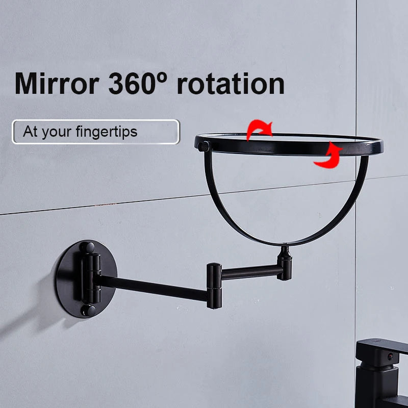 360° Rotating Double-Sided Wall Mirror - Aluminum Alloy Bathroom Makeup Mirror with 3X Magnification, Foldable & Angle-Adjustable