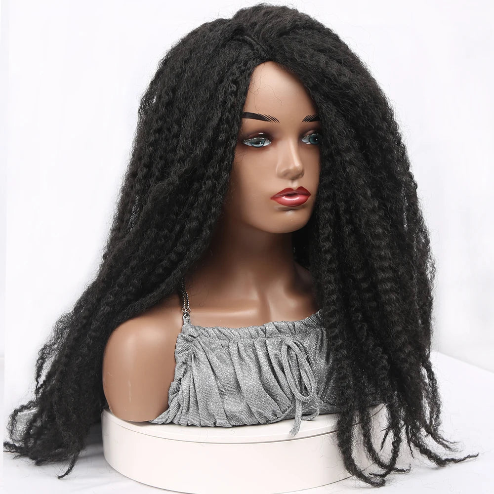 Perruque Marley Braid | 18 Pouces | Synthétique Dreadlock | Afro Kinky Naturelle | Tressage | Femme