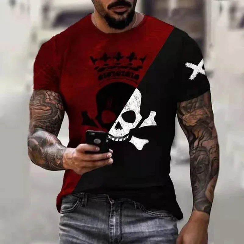 2026 New Oversized T-Shirt for Men, Casual Short Sleeve Hip Hop Smiling Face Print, Plus Size Tee Shirt Pullover, Men's T-Shirt Top