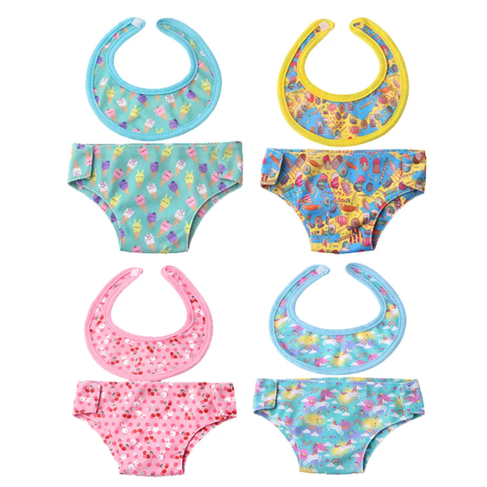 Lot Bavoirs Bébé | 43 cm | Sous-Vêtements Poupée Reborn | Américaine 18 Pouces | Accessoires Poupée (v2)