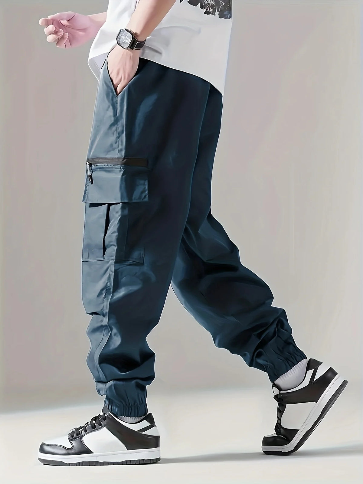 Men's Cargo Pants, Thin Trousers, Comfortable and Breathable, Outdoor Casual, Wearable, Running, Cycling, Multi-pocket 004