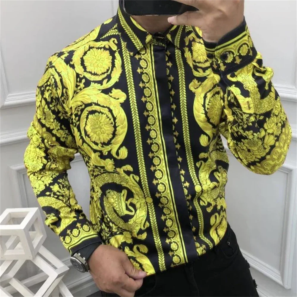 Chemise imprimée à manches longues pour homme | S à 5XL