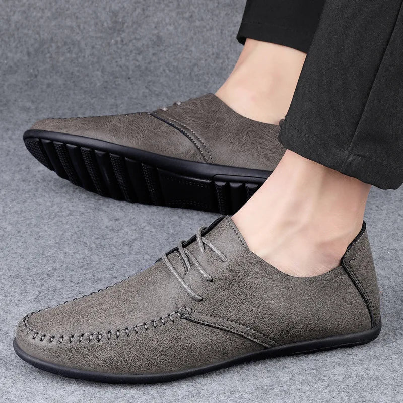 Mocassins Homme Mariage | Cuir Fendu Blanc | Chaussures Conduite Légères | Slip-On Casual Élégant 2026