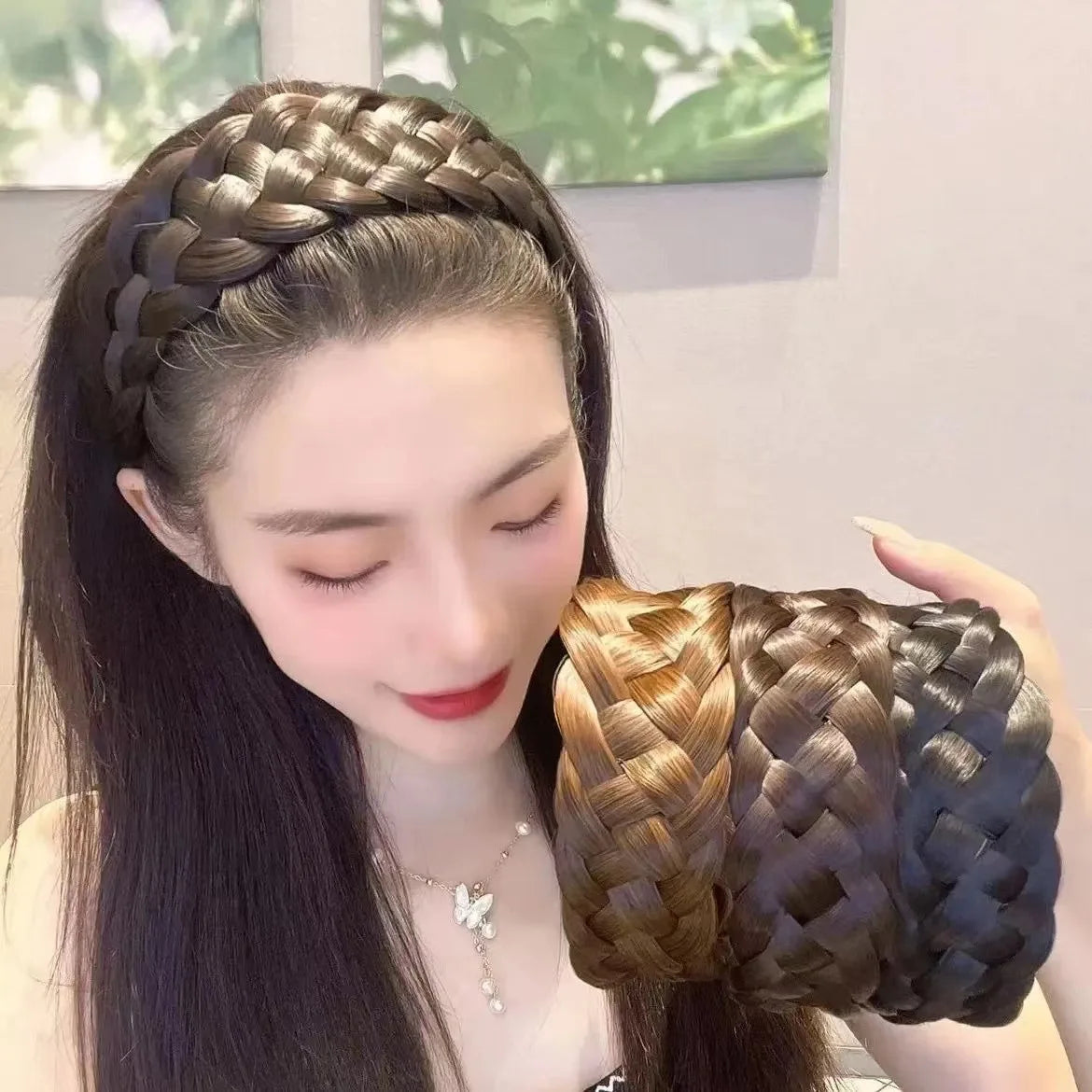Wig Braided Headband Five-Strand Braided Wide-Brimmed Hairband Women's Hair Accessories