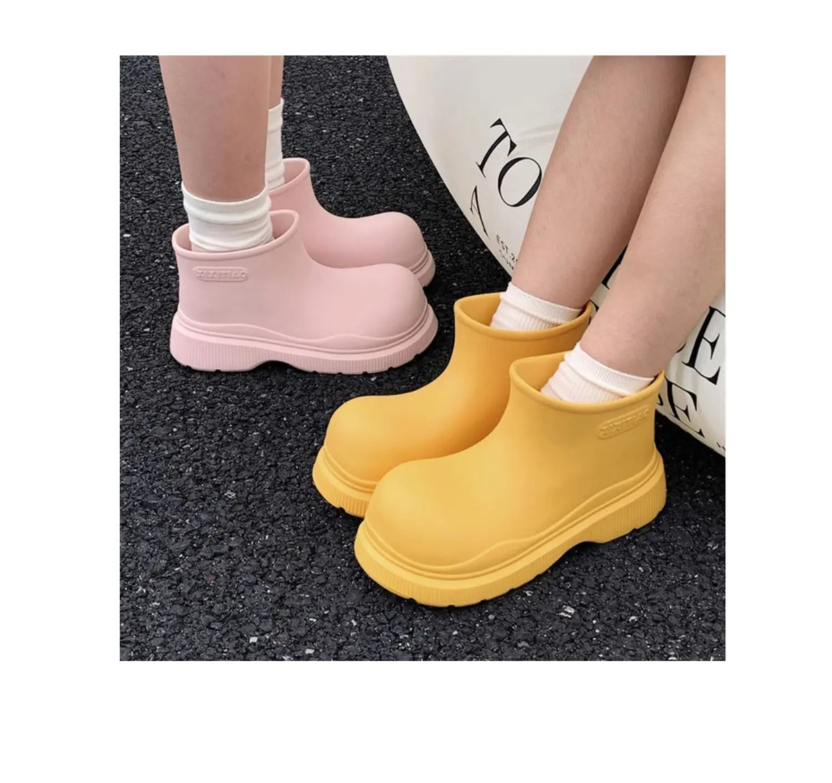 Bottes de Pluie Femme Imperméables | Tige Courte Large | Semelle Épaisse | Chaussures Eau Confortables