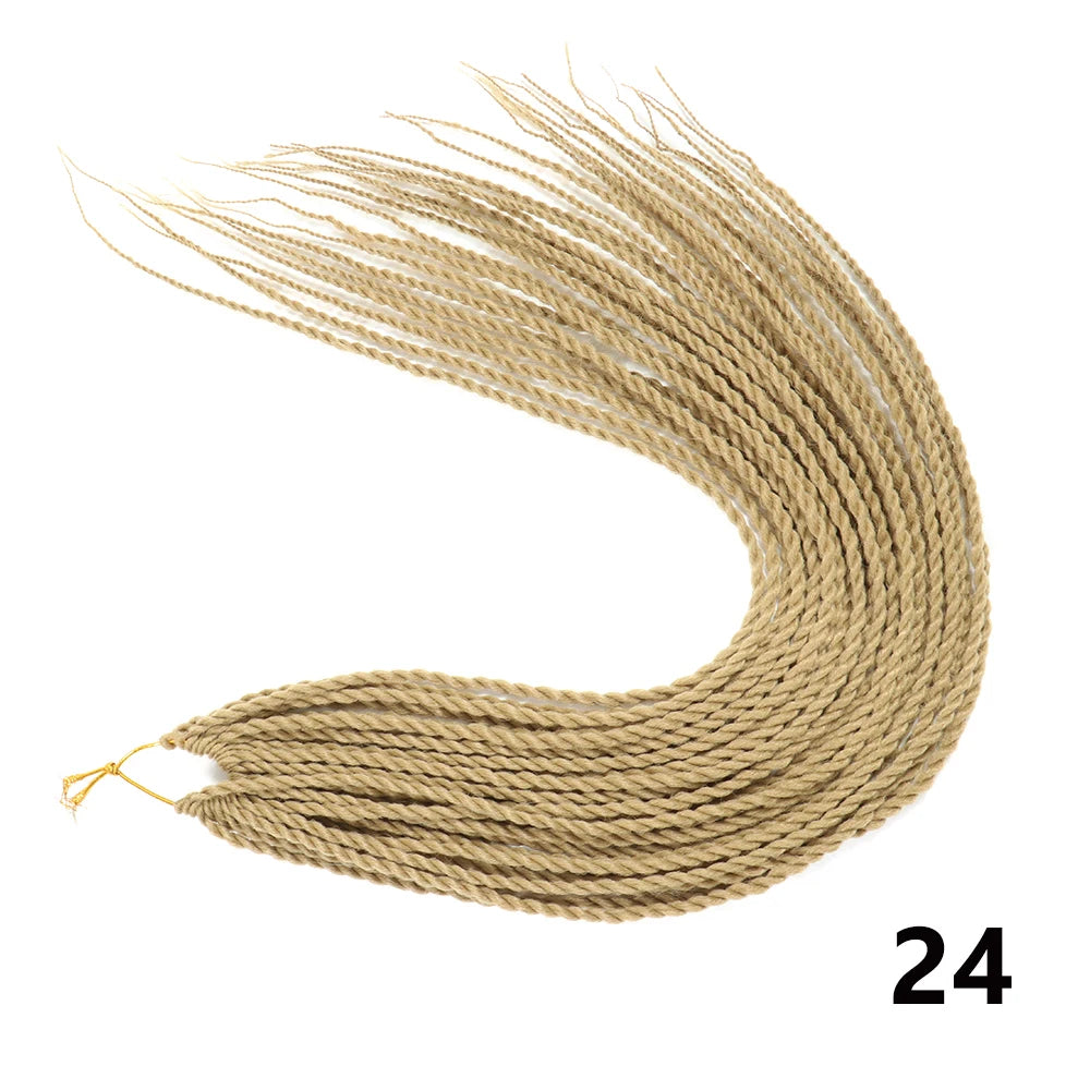 Tresses Senegalese Twist Crochet Synthétiques 24 Pouces | Brun | 30 Racines | Extensions Femme