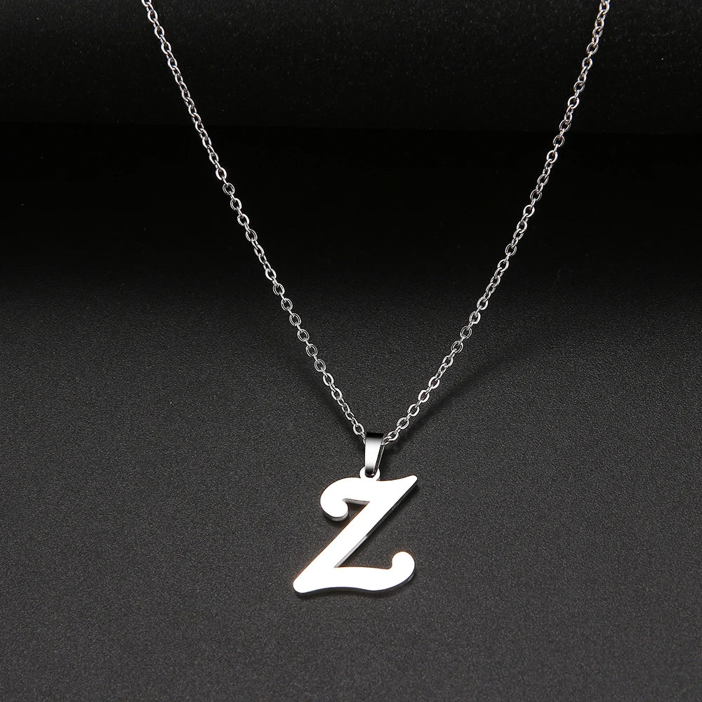 Collier Initiale Grand Alphabet A-Z | Acier 316L Minimaliste | Pendentif Femme | Cadeau Bijou