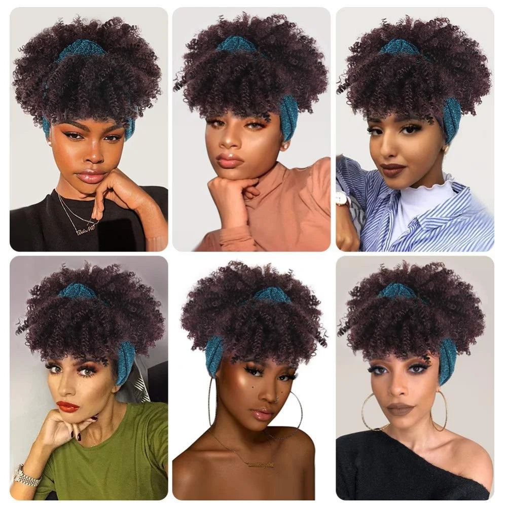 Perruque Headband Tresses Africaines Synthétique | 3 Brins | Queue de Cheval | Couvre-Cheveux | Fibre | Femme