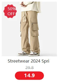 Men's Cargo Pants Fashion Hip Hop Multi-pocket Trousers Trendy Streetwear Solid Sweatpants Casual Trousers for Men