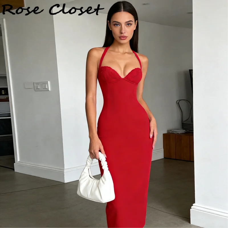 Robe Bodycon Midi Sexy | Col Halter Lacets Ajustables | Soirée & Club | Été 2026 | Femme