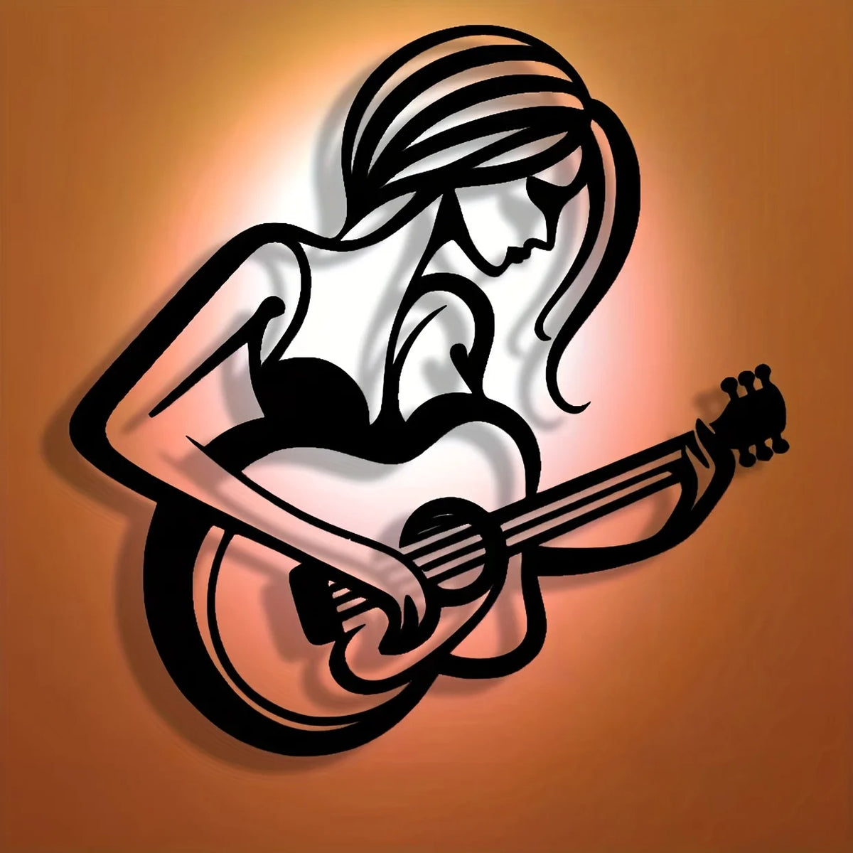 Art Mural Métal Guitariste Abstrait | Décor Café & Bar | Cadeau Amateurs de Musique