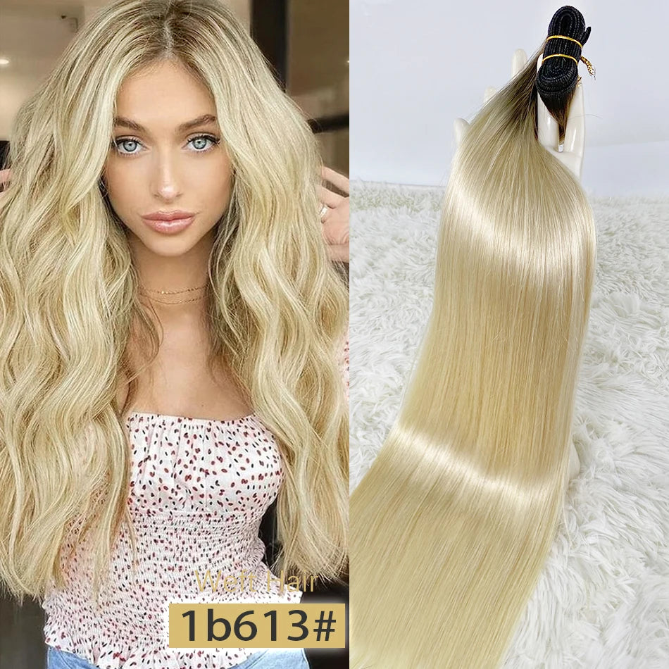 Tissage Weft Remy Européen | Lisse & Bouclable | Blonde Naturelle | 18-30 Pouces | Extensions Salon