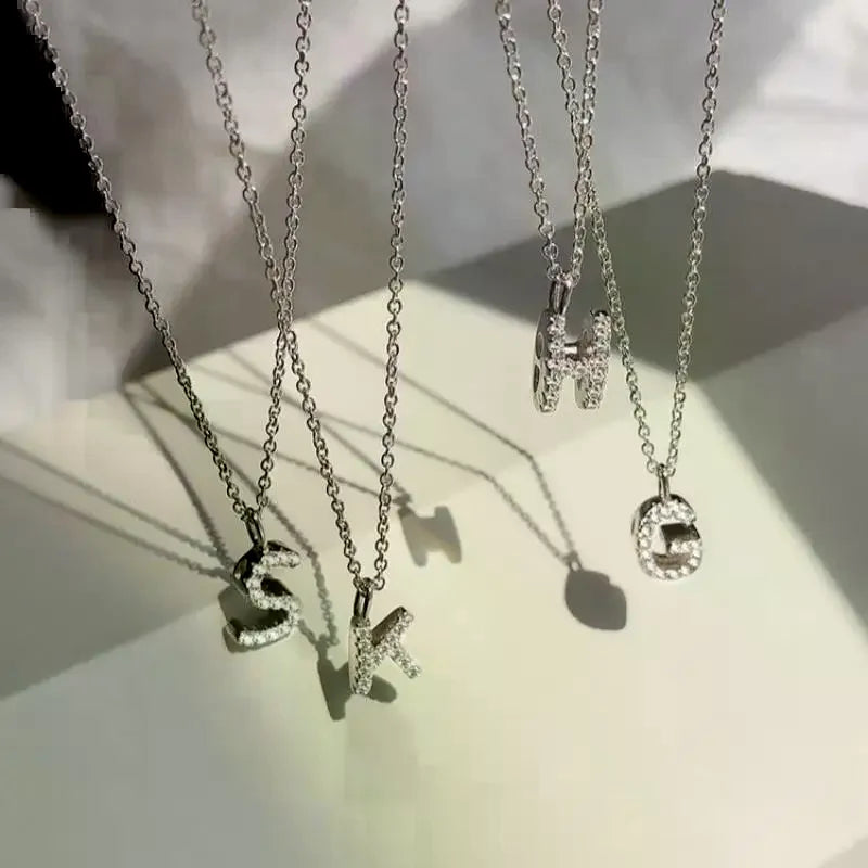 Fashionable Shiny A-Z Letter Pendant Charm Necklace 26 Initial Alphabet Name Clavicle Chain Party Jewelry Gift