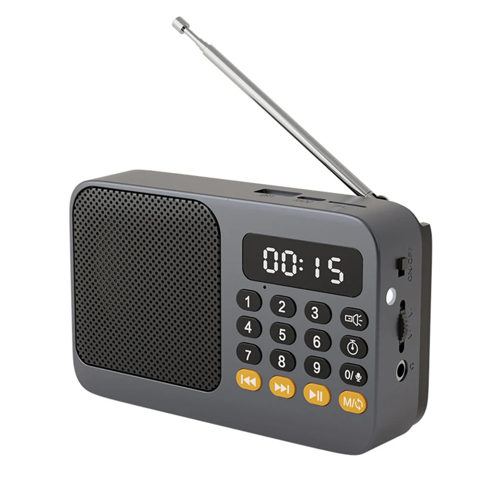 Portable FM Radio with Flashlight Rechargeable Radio TF Card/U Disk Bluetooth 5.0 MP3 Music Player Wireless Speaker