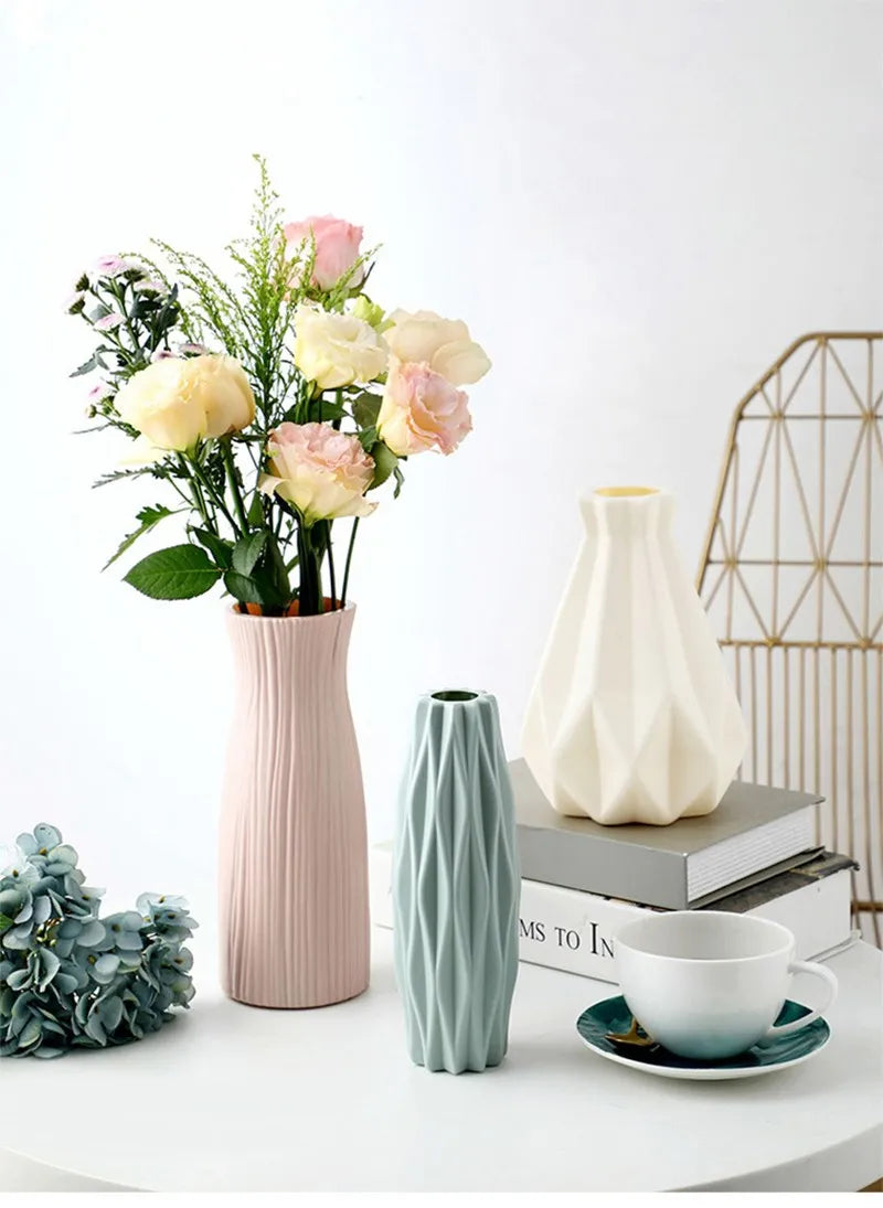 Vase Plastique Imitation Céramique Blanc | Style Nordique | Mariage & Décor Chambre & Bureau