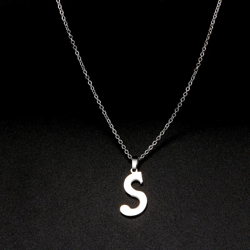 Collier Initiale Grand Alphabet A-Z | Acier 316L Minimaliste | Pendentif Femme | Cadeau Bijou