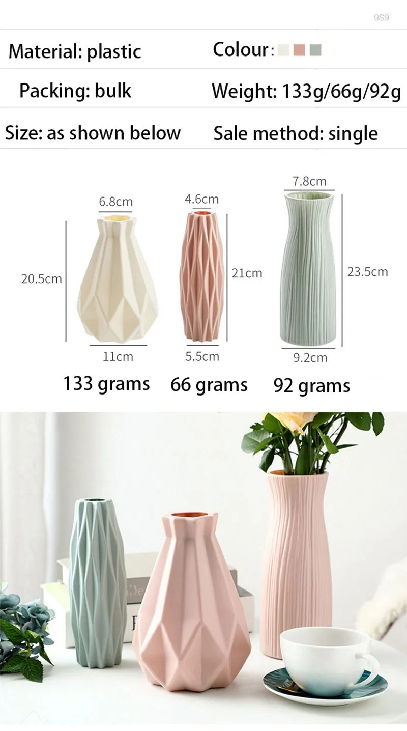 Vase Plastique Imitation Céramique Blanc | Style Nordique | Mariage & Décor Chambre & Bureau