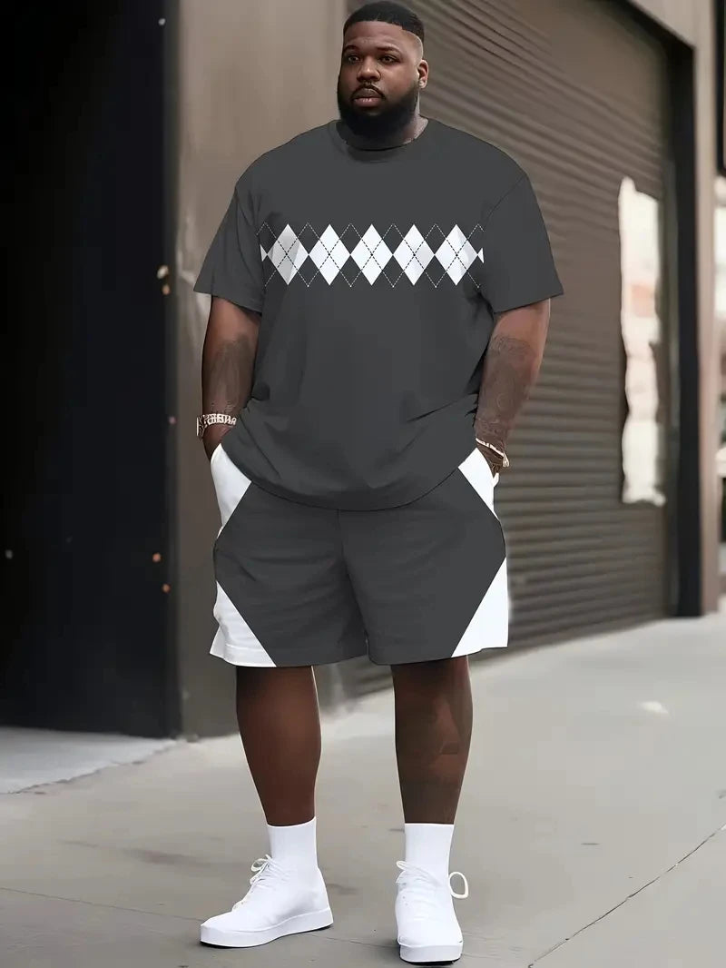 Ensemble t-shirt imprimé et short pour homme | Cordon de serrage