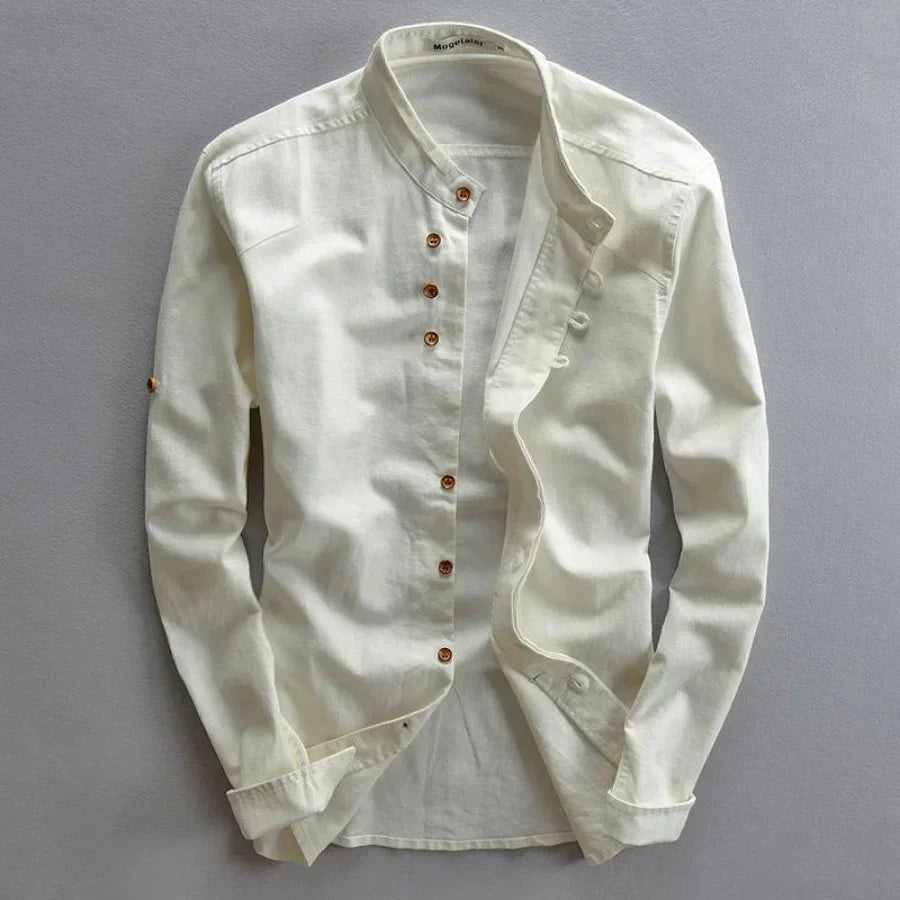 Chemise ample en coton et lin pour homme | Manches longues | M à 7XL