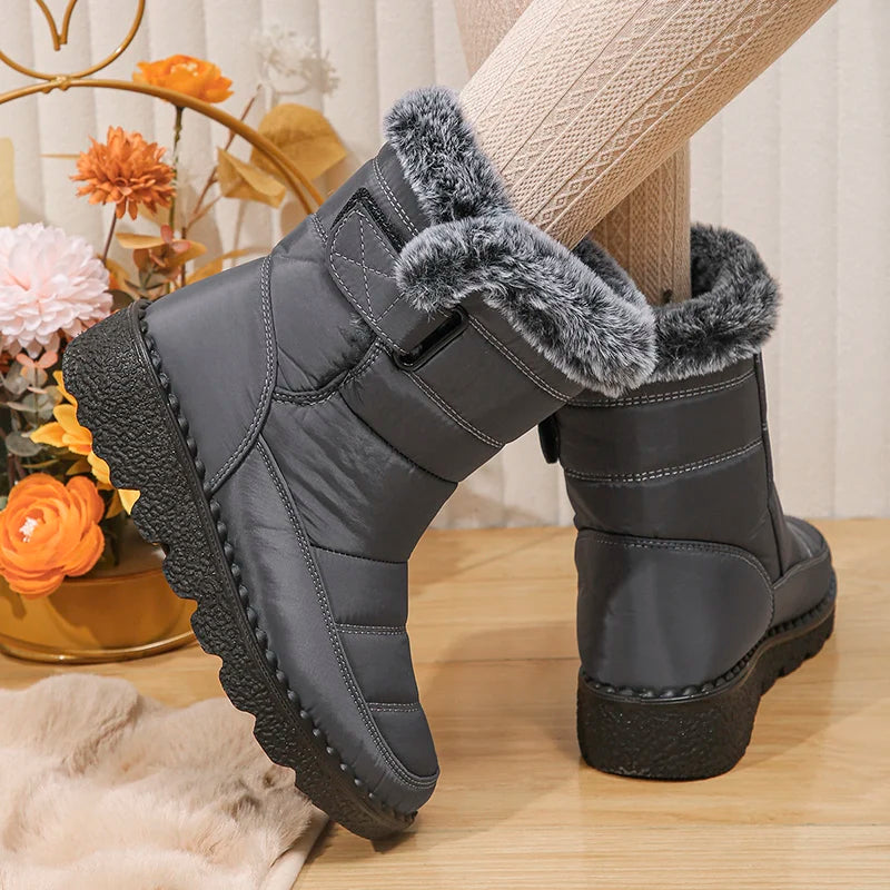 Bottes de Neige Femme 2026 | Fausse Fourrure Peluche | Cheville | Antidérapantes | Grande Taille