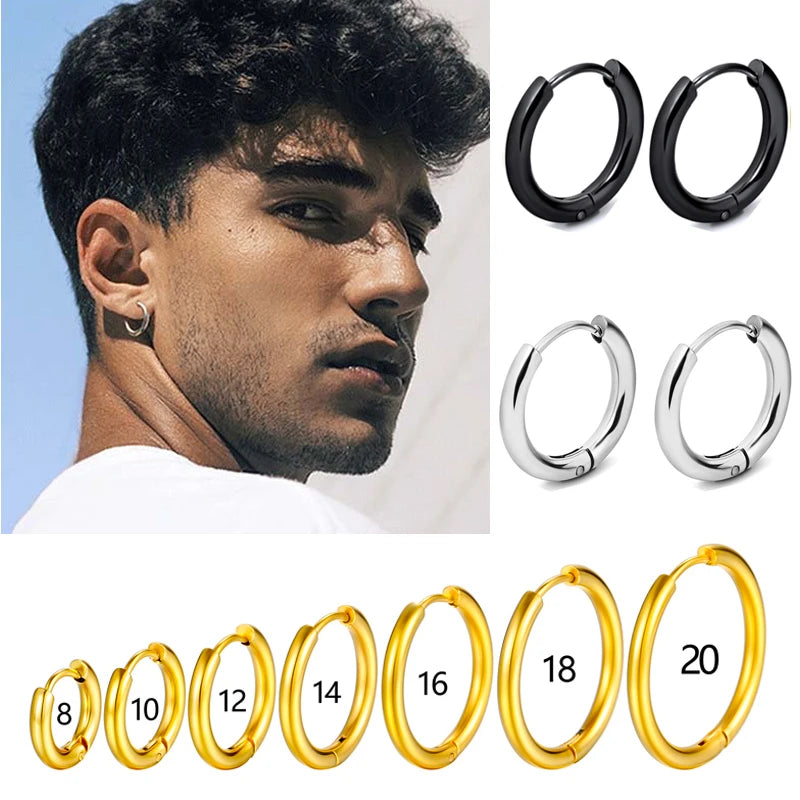 Boucles d'Oreilles Créoles Acier Inoxydable | Petites Couleur Or | Femme Homme Fille | Piercing Cartilage | Bijou Mode
