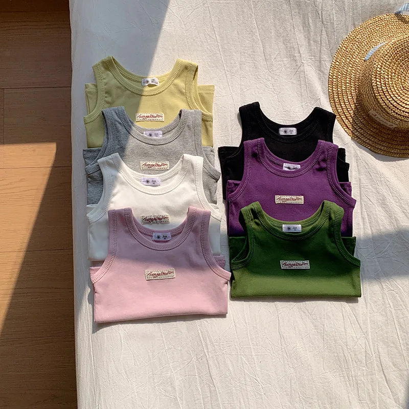Fashion Children T-shirt For Girls Boys Cotton Vest Tops Kids Summer Clothes Sleeveless T-shirt