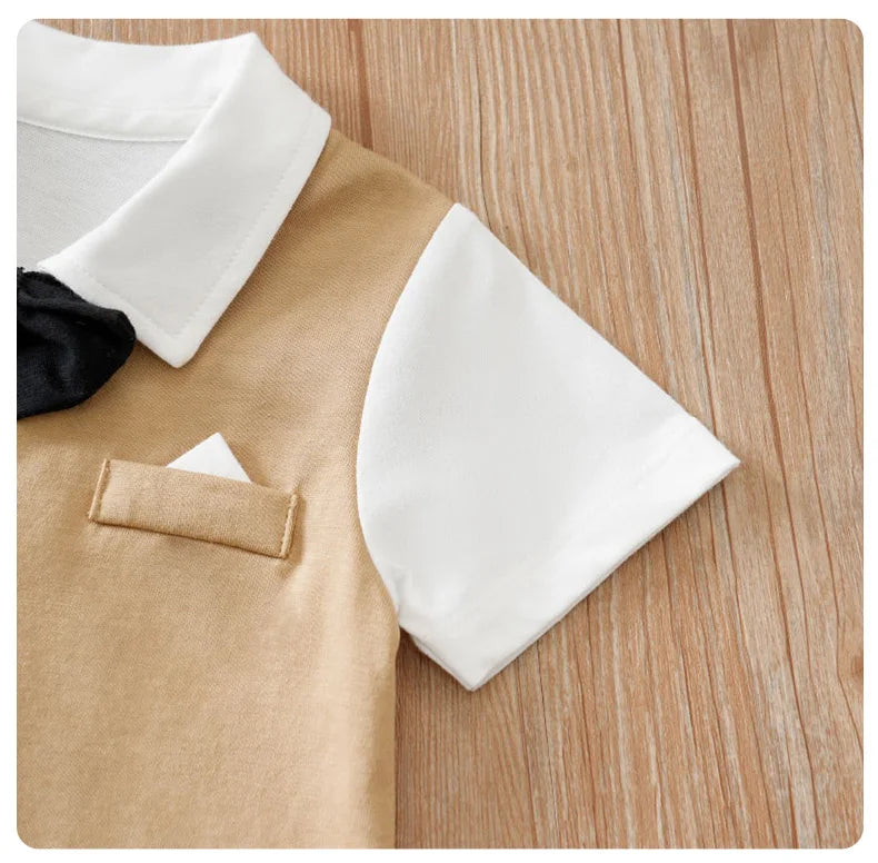 0-18 Baby Bodysuit Gentleman Style Handsome Formal Cotton Comfortable Soft Boys And Girls Summer Short-Sleeved Newborn Clothes