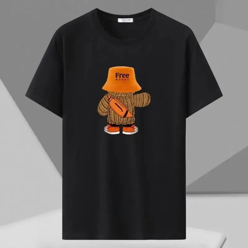 T-shirt à lettres pour homme | Col rond et manches mi-longues