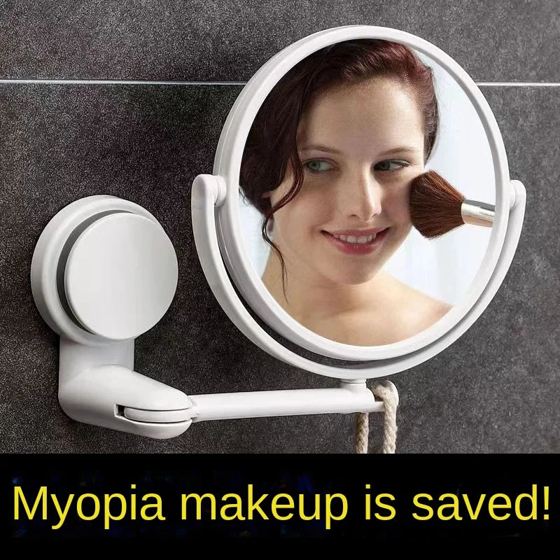 HD Plane Mirror Magnified Makeup Shaving Vanity Mirror Bathroom Wall Mounted 360 Degree Rotating Mirror Wall Mirrors