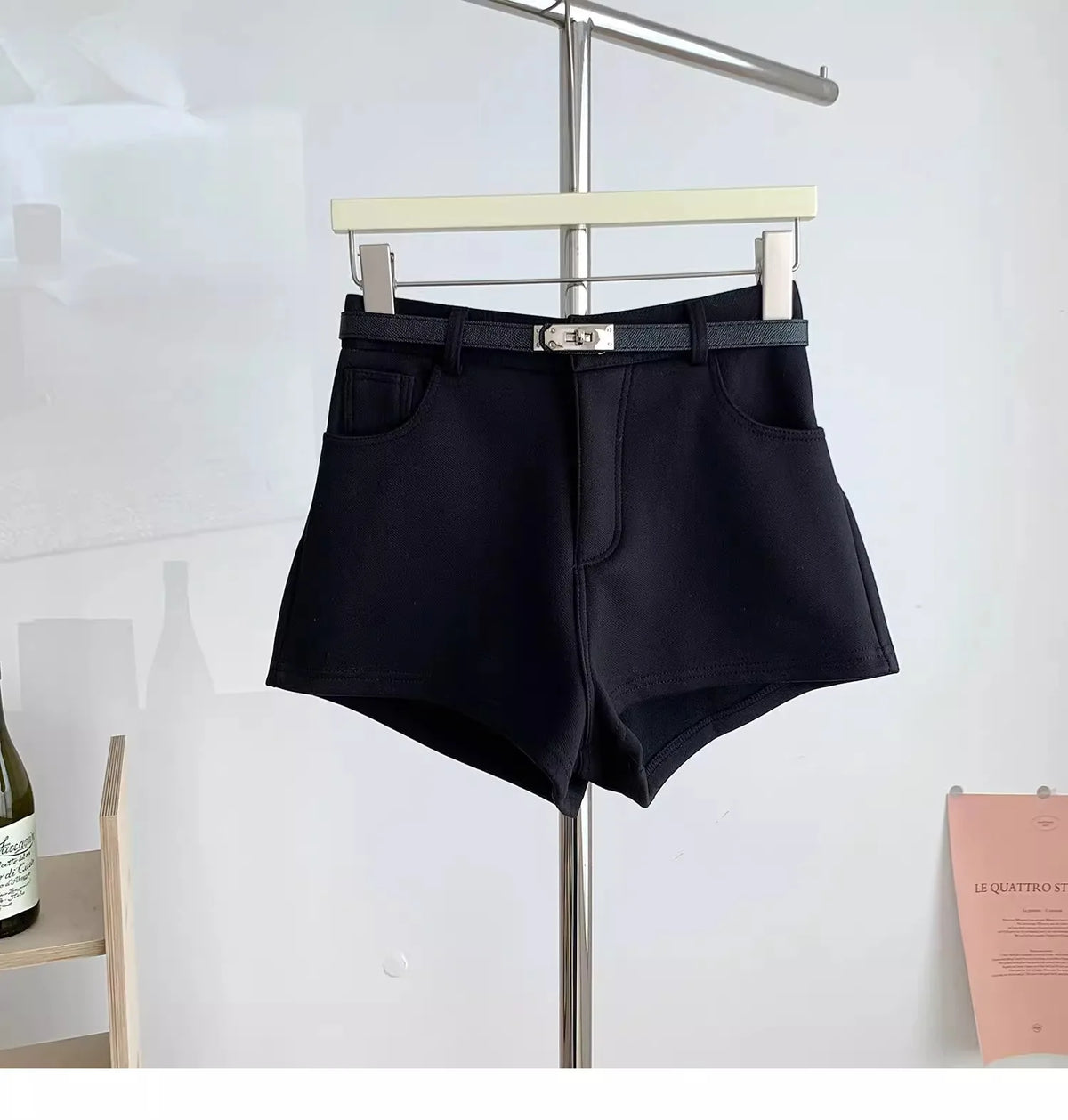 High Waist A-Line Wide Leg Pants Women's Casual Shorts Spring 2025 Korean Style Retro Elegant Outerwear Hot Pants