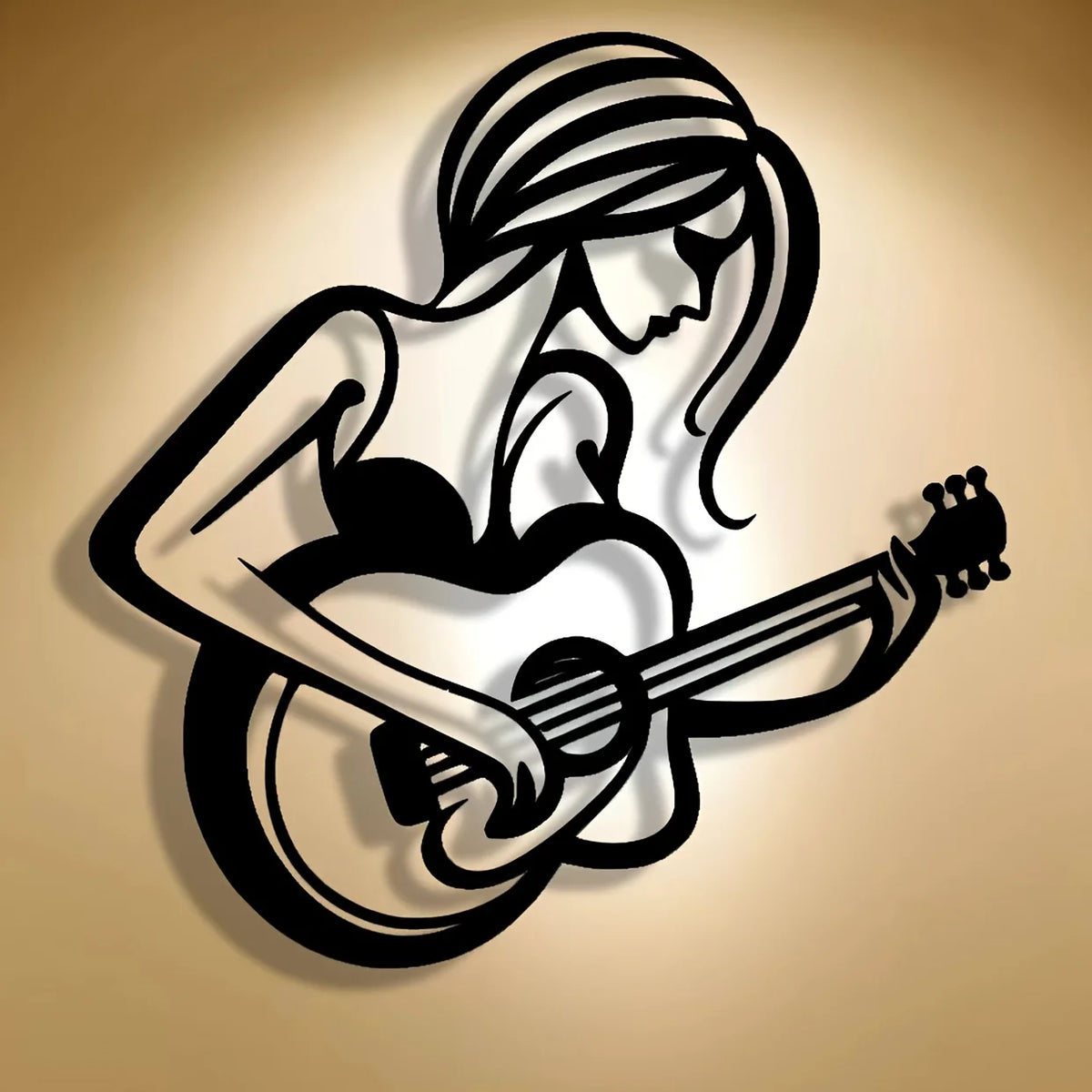 Art Mural Métal Guitariste Abstrait | Décor Café & Bar | Cadeau Amateurs de Musique