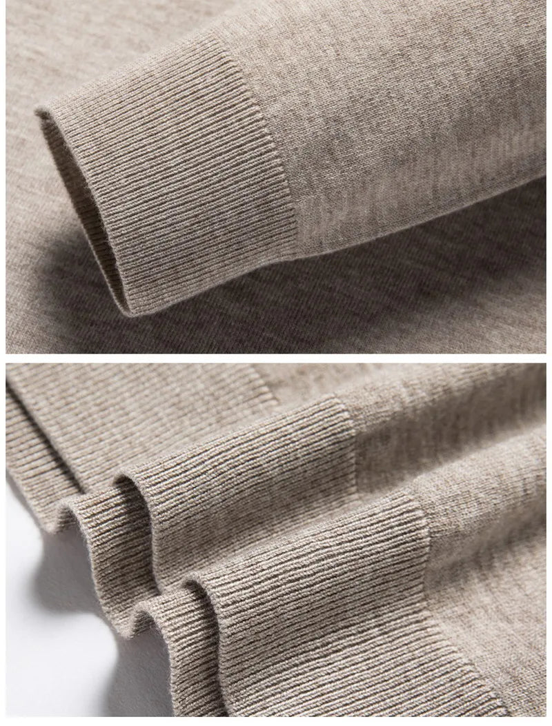 Luxury Men's Cashmere Sweater 100% Merino Wool Buttoned Pullover Autumn Winter Polo Collar Knitwear Male Casual Warm Jumper Tops