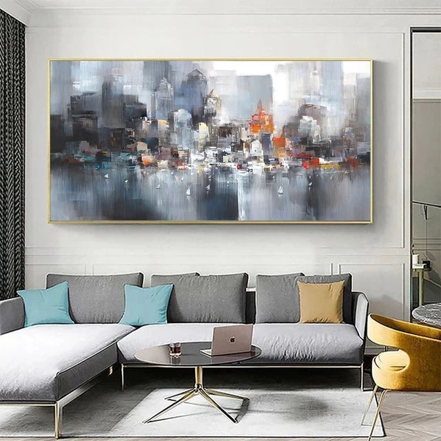 Peinture Huile Paysage Abstrait | Grand Format | Canvas Mural | Sans Cadre | Décoration Salon & Maison