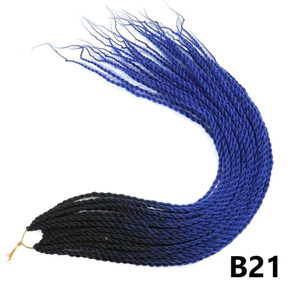 Tresses Senegalese Twist Crochet Synthétiques 24 Pouces | Brun | 30 Racines | Extensions Femme