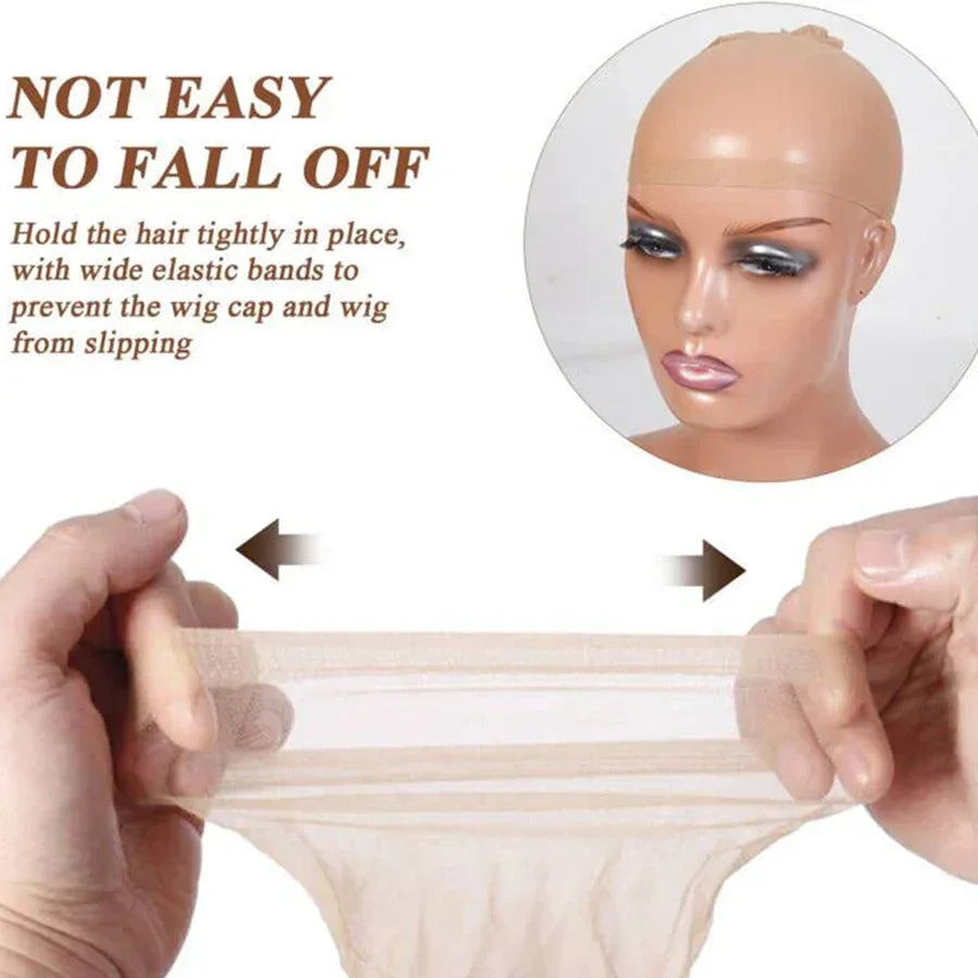 100Pcs HD Wig Caps High Quality Transparent HD Hair Nets Weave Nylon Stretchy Lace Front Wig Cap for Women Men Light Brown