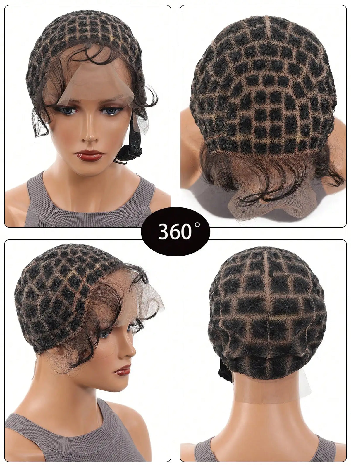Bonnet Perruque Tressée Synthétique | Avec Baby Hair | Crochet Wig Cap | Full HD Lace Double | Femme