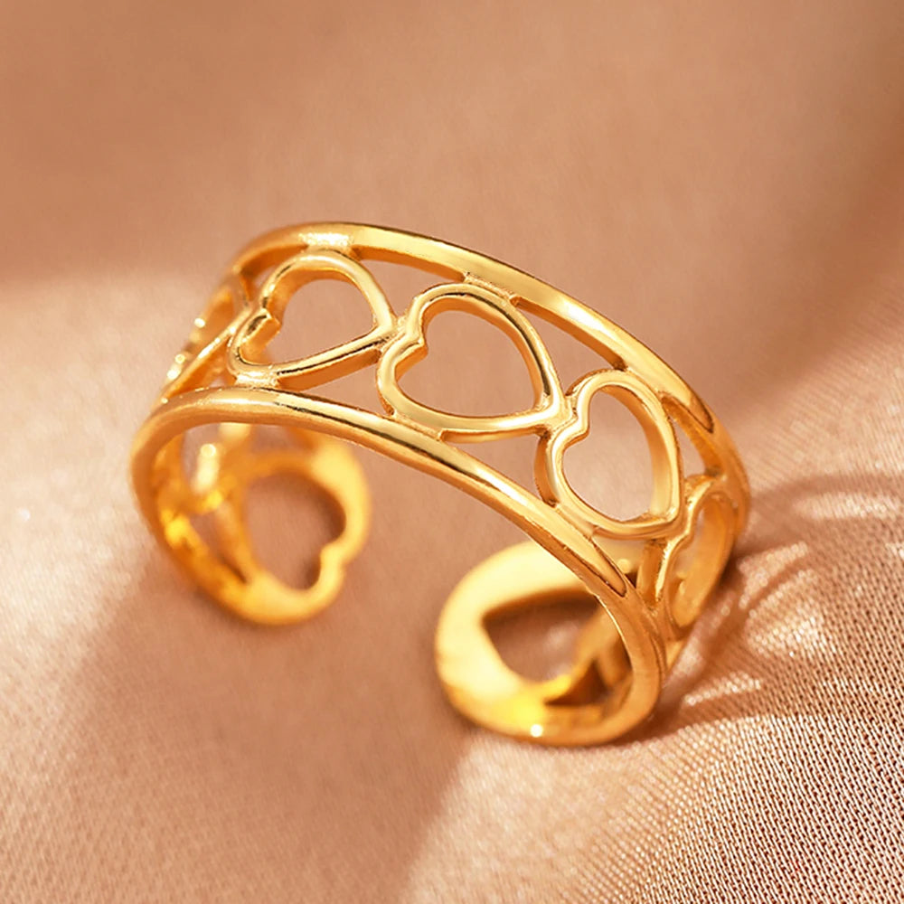 Bague Acier Inoxydable Vintage Ajourée Réglable | Luxe Léger | Statement Élégant | Bijou Femme