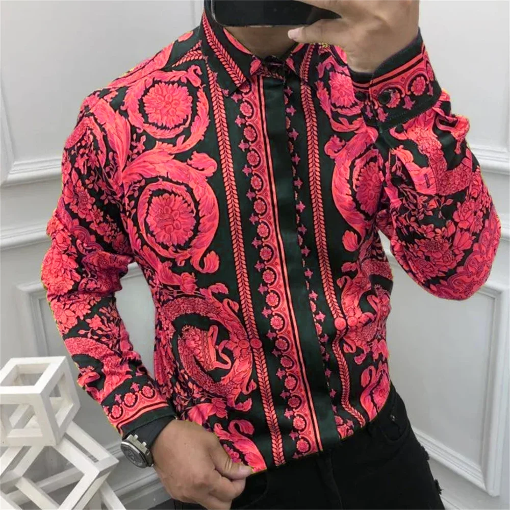 Chemise imprimée à manches longues pour homme | S à 5XL
