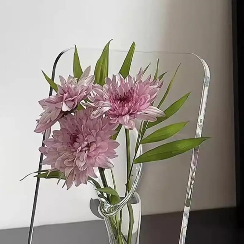 Vase à fleurs en acrylique Art moderne Cadres décoratifs transparents pour la maison Étagère de bureau Salon Affichage floral