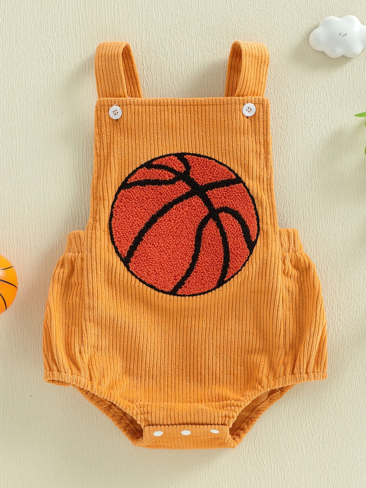Summer Infant Baby Boy Bodysuit Sleeveless Cute Basketball Embroidery Bubble Jumpsuit Clothes