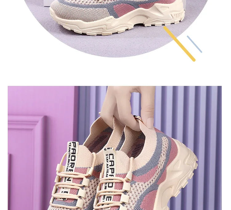 Sneakers Chunky Femme 2025 | Mesh Respirant Semelle Souple | Running & Sport Casual Printemps-Automne