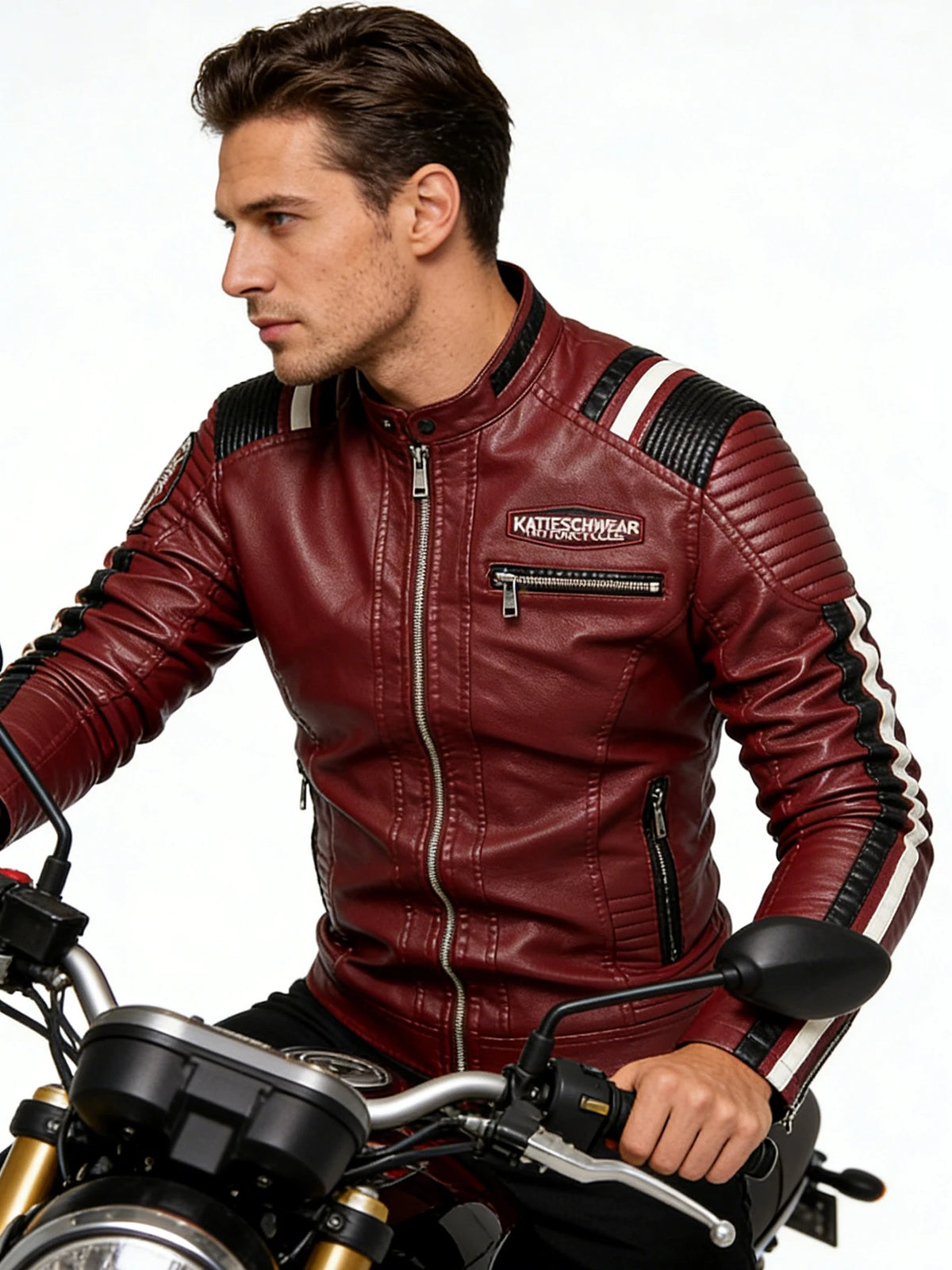 Men's Faux Leather Motorcycle Jacket Waterproof Windproof PU Moto Vintage Bomber Winter Jacket for Men