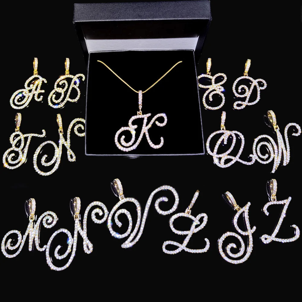 Collier Lettre Initiale A-Z Cursive | Chaîne Corde Simple | Cadeau Bijou Femme Tendance