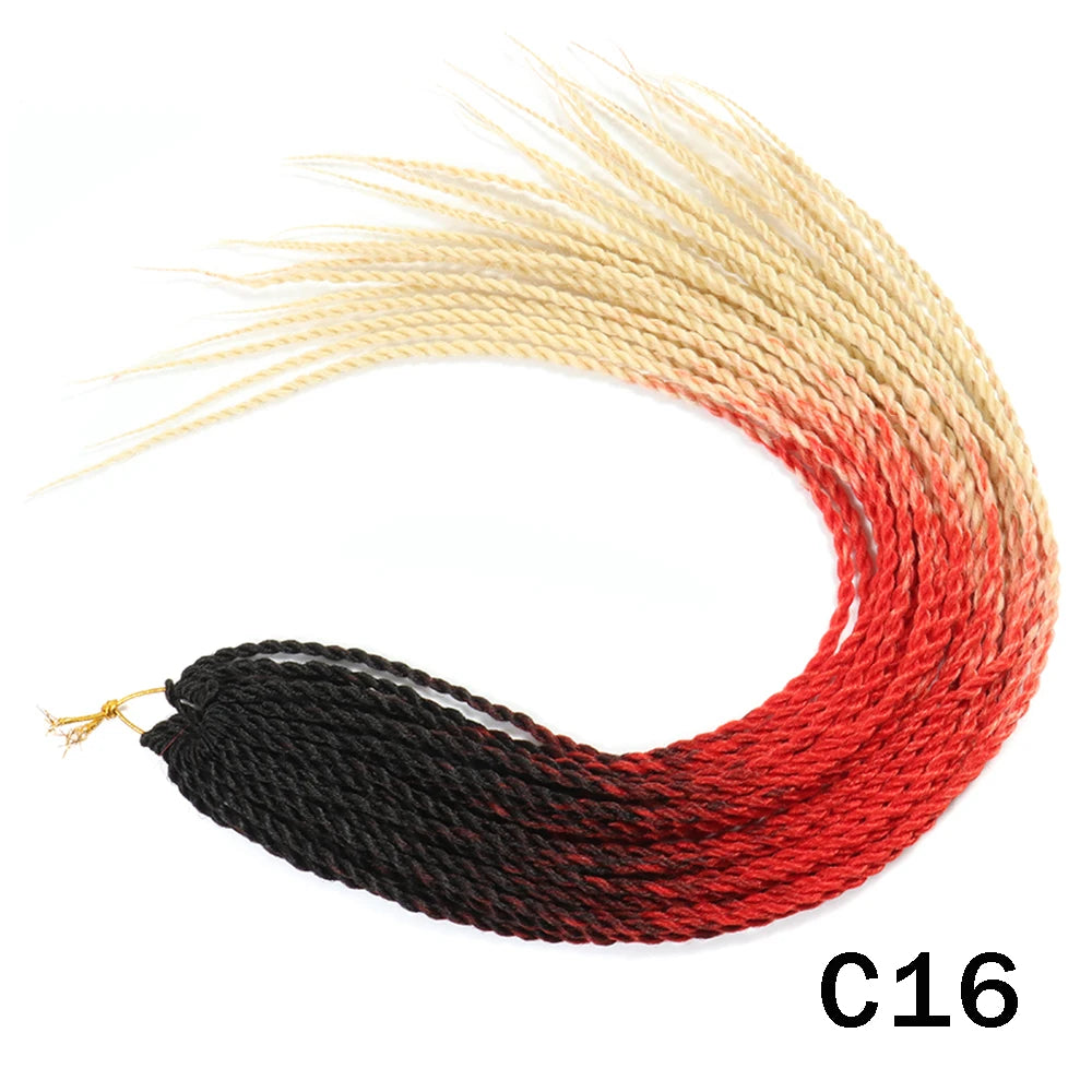 Tresses Senegalese Twist Crochet Synthétiques 24 Pouces | Brun | 30 Racines | Extensions Femme