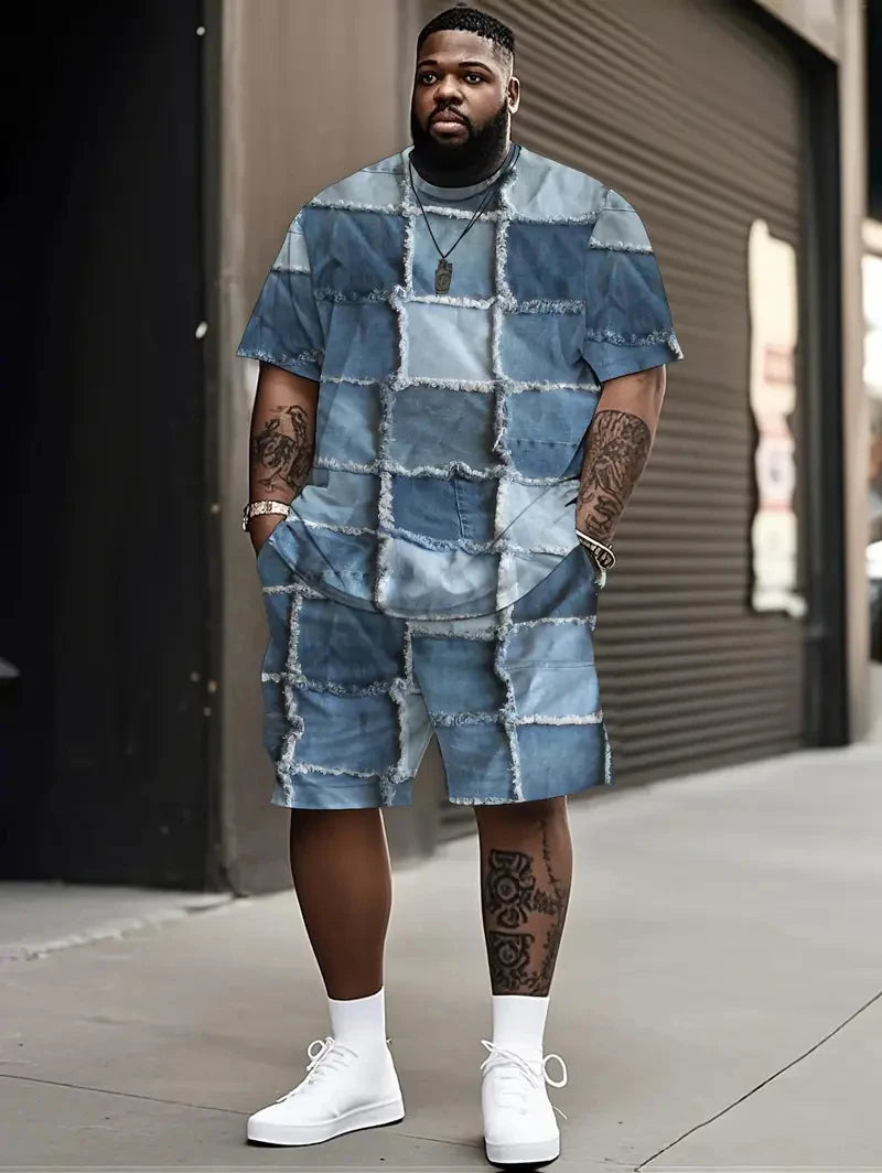 Ensemble t-shirt imprimé et short pour homme | Cordon de serrage