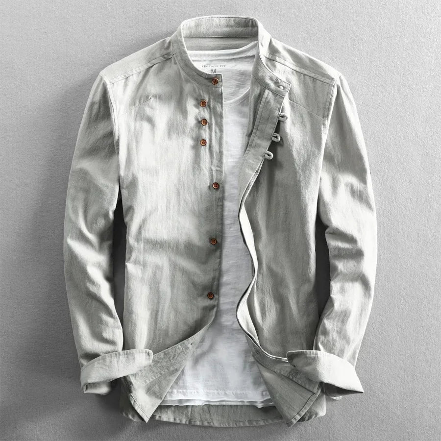 Chemise ample en coton et lin pour homme | Manches longues | M à 7XL